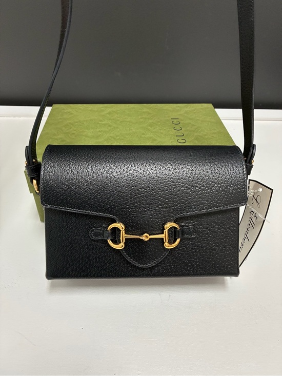 Gucci Handbags - Gucci NWT 1955 Horsebit Black Pebbled Leather Crossbody Bag Authentic